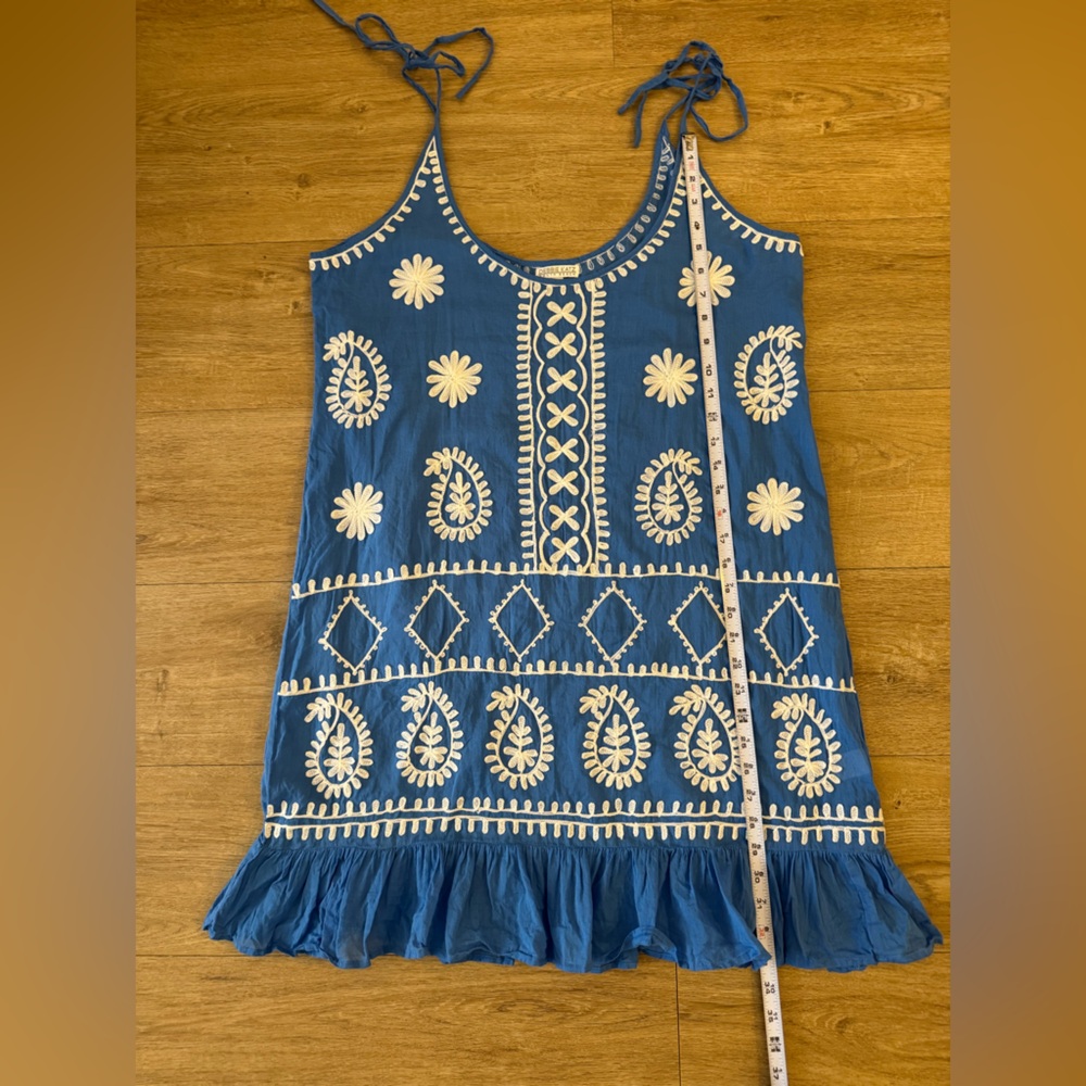 Women's Blue Embroidered Tie-Shoulder Swim Coverup - Picture 7 of 7